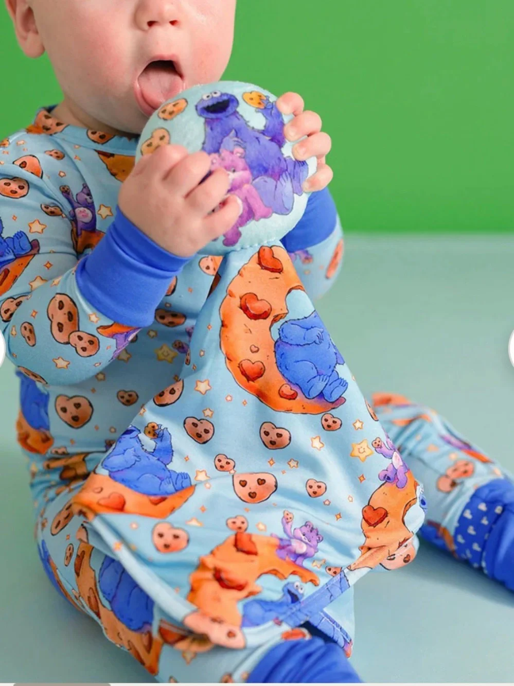 Posh Peanut Blue Cookie Monster & Care Bear Lovey